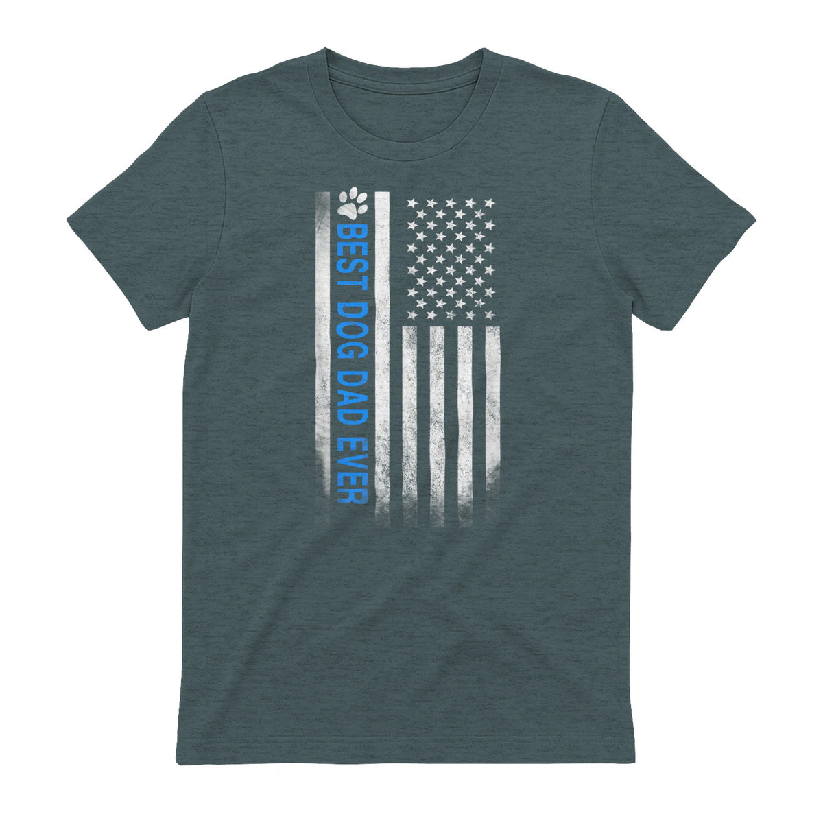 Best Dog Dad Ever American Flag T-Shirt Gift for Best Father in Dark Heather - back view