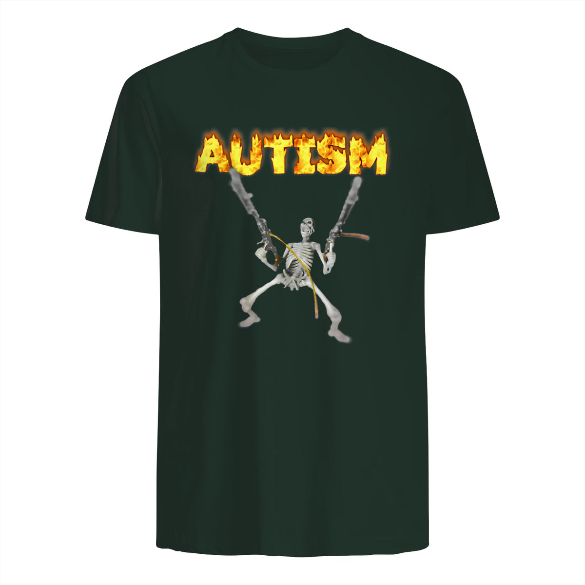 Autism Skeleton Meme in Forest Green - back view