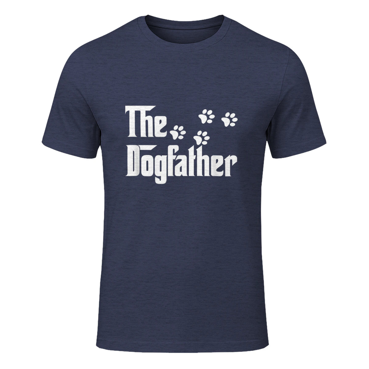 The Dogfather T-Shirt Dad Fathers Day Gift Dog Lover in Heather Navy - front view