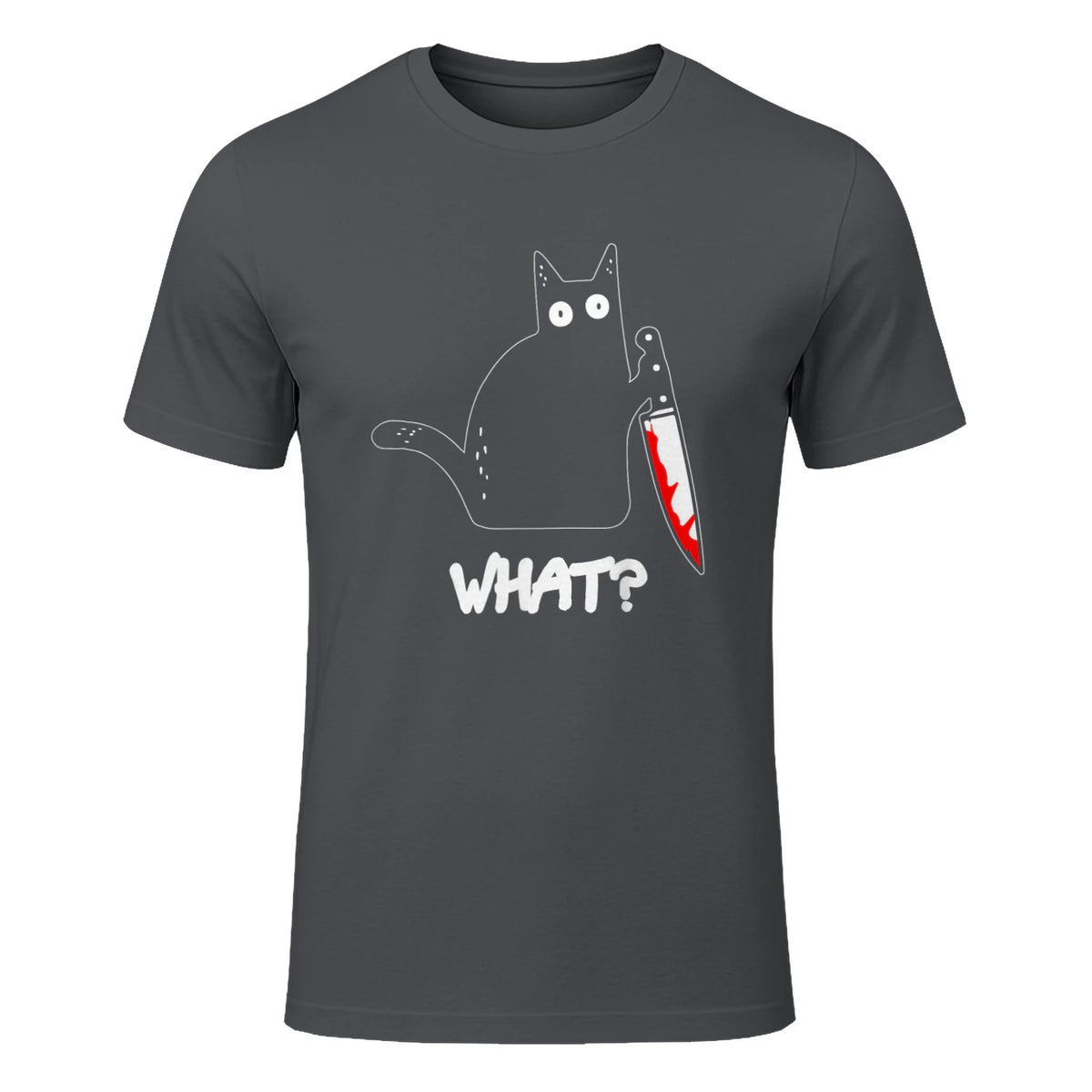 Chat Noir meurtrier drôle avec Couteau - Chat Noir Quoi in Charcoal - front view