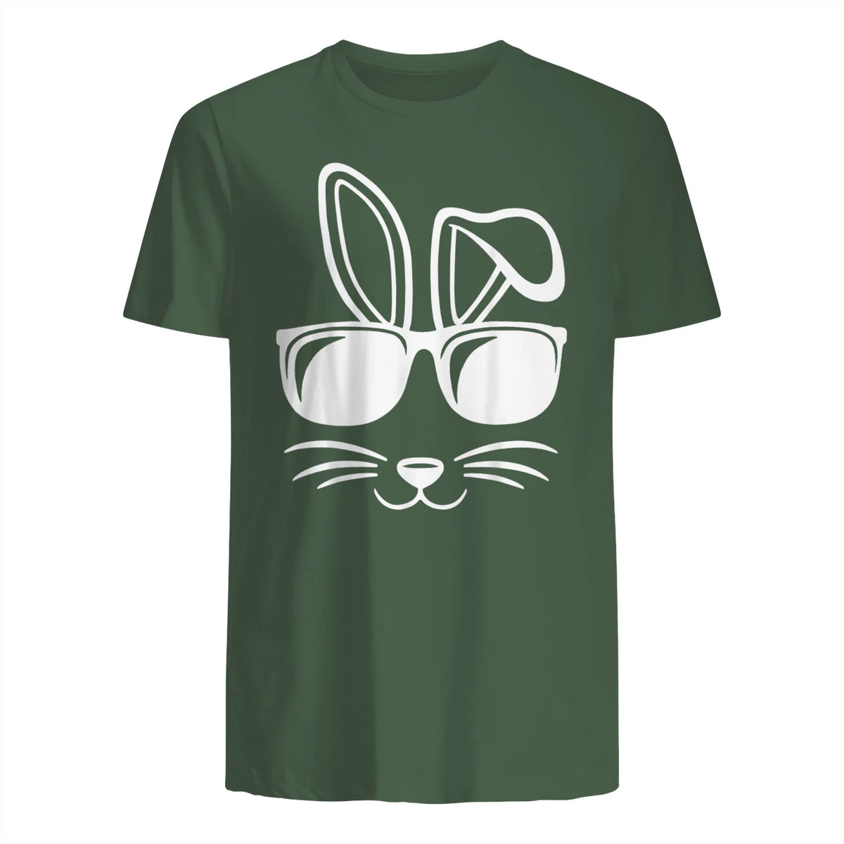 Bunny Face With Sunglasses Men Boys Kids Easter Day in Military Green - back view