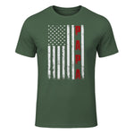 Proud Papa Flag Funny Father's Day from Grandchildren T-Shirt in Military Green - front view