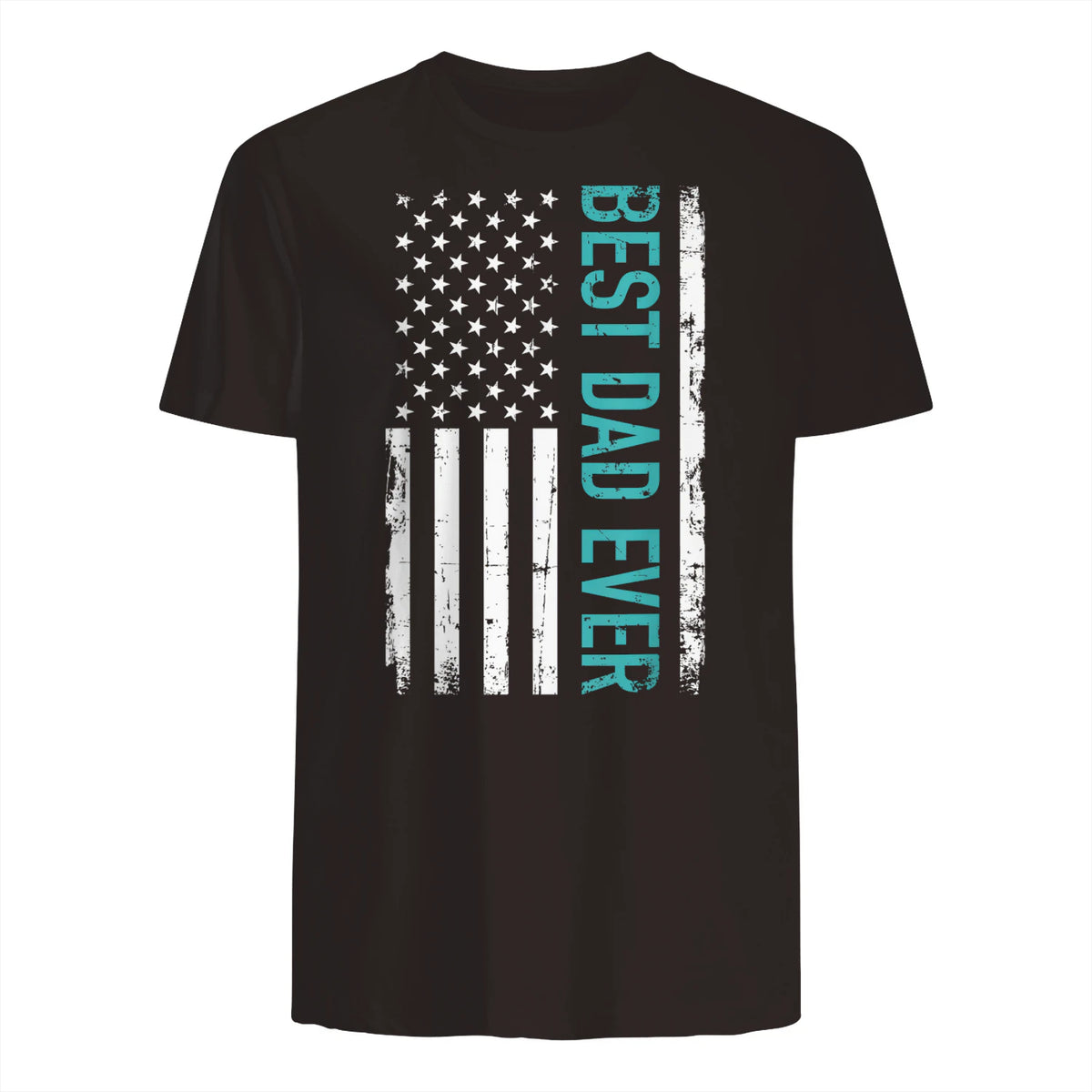 Father's day Best dad ever with US american flag Short Sleeve in Dark Chocolate - back view