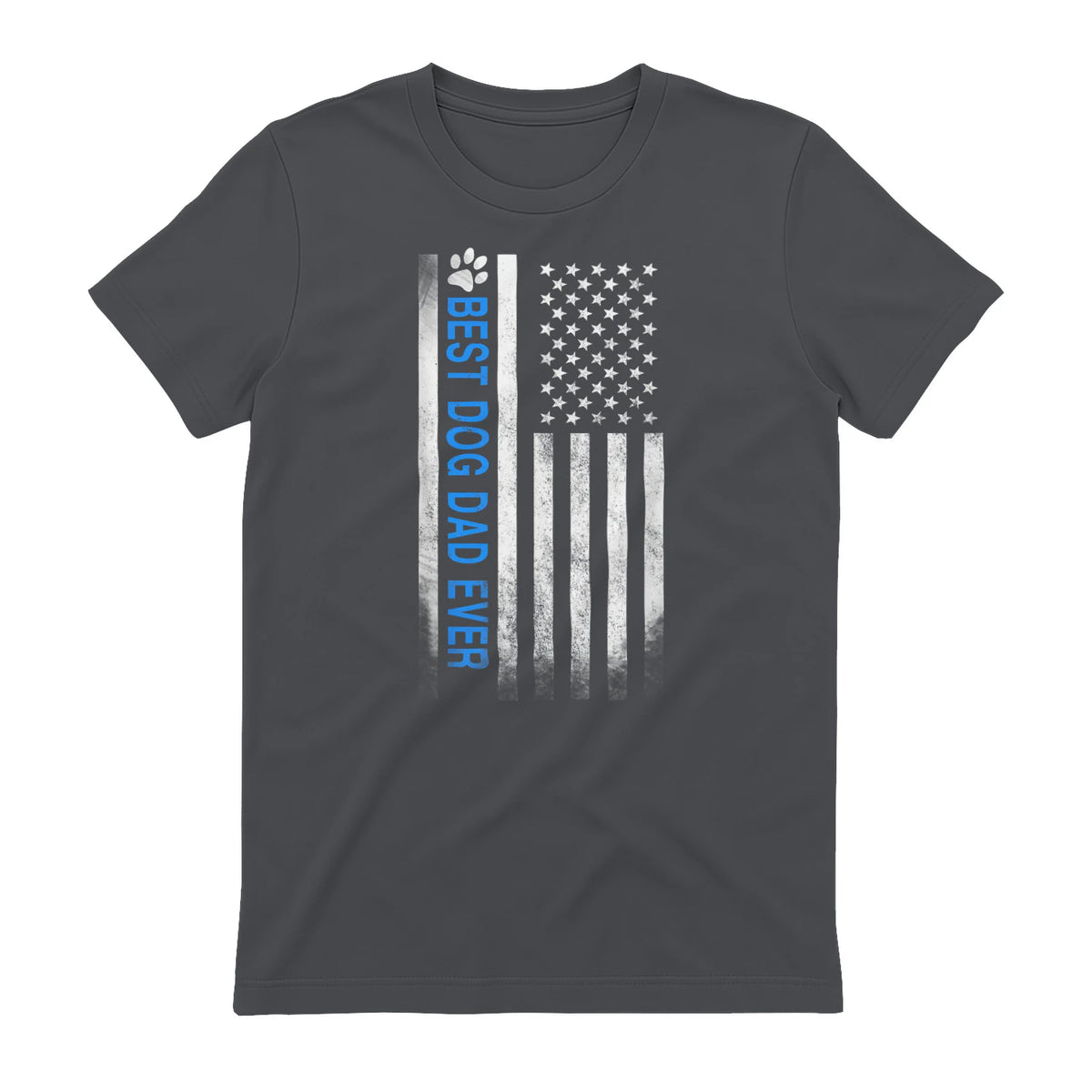 Best Dog Dad Ever American Flag T-Shirt Gift for Best Father in Charcoal - back view