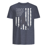 American Flag Baseball Shirt Cool Distressed Jersey Gift Tee T-Shirt in Heather Navy - back view