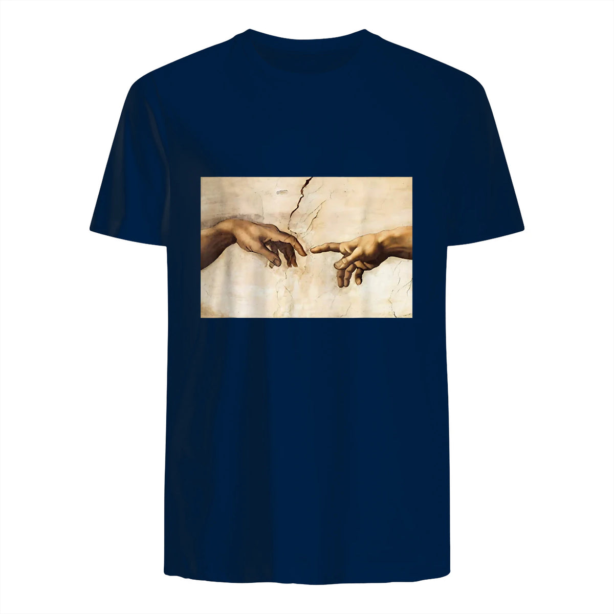 Creation of Adam Michelangelo Die Erschaffung Adams Kunst in Navy - back view