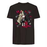 Chibi Kawaii Emo Pastel Goth Girl with Sad Bunny in Dark Chocolate - back view