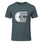 Funny Dad Shirt Measure Cut Swear Handyman Father Day Tshirt in Dark Heather - front view