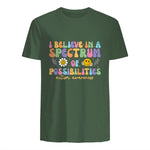 I Believe in A Spectrum of Possibilities Autism Awareness in Military Green - back view