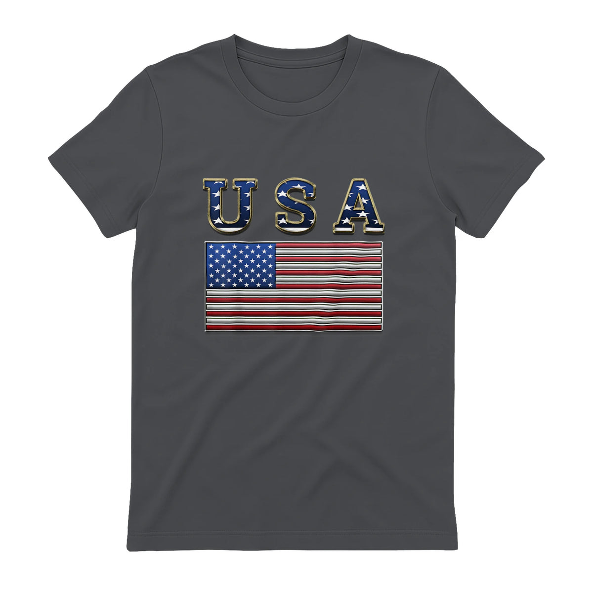 USA American Flag United States US Patriotic T-Shirt in Charcoal - back view