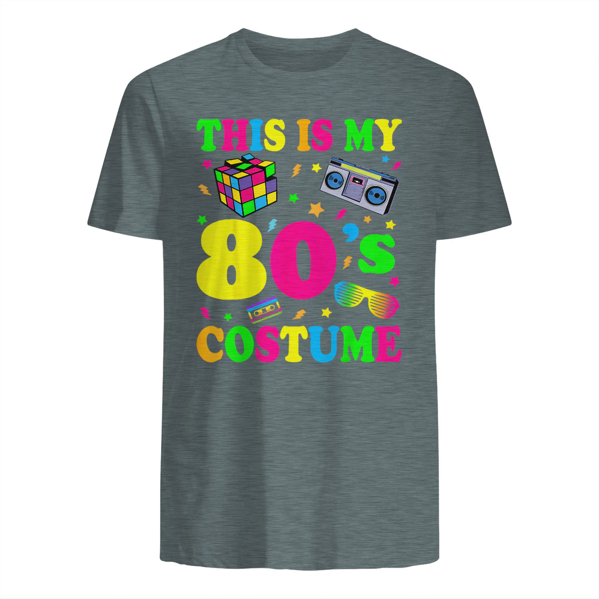 This Is My Eighties Costume Party T-Shirt in Dark Heather - back view