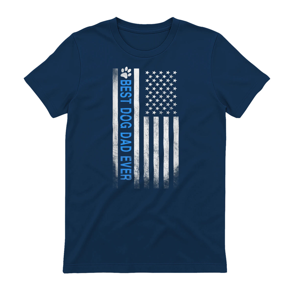 Best Dog Dad Ever American Flag T-Shirt Gift for Best Father in Navy - back view