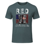 On Friday We Wear Red Military R.E.D Friday Military Remember Everyone Deployed Unisex-Adults US Flag T-Shirt Black Smal in Dark Heather - front view