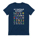 Types Of Dinosaurs Alphabet Dino Identification T-Shirt in Navy - back view