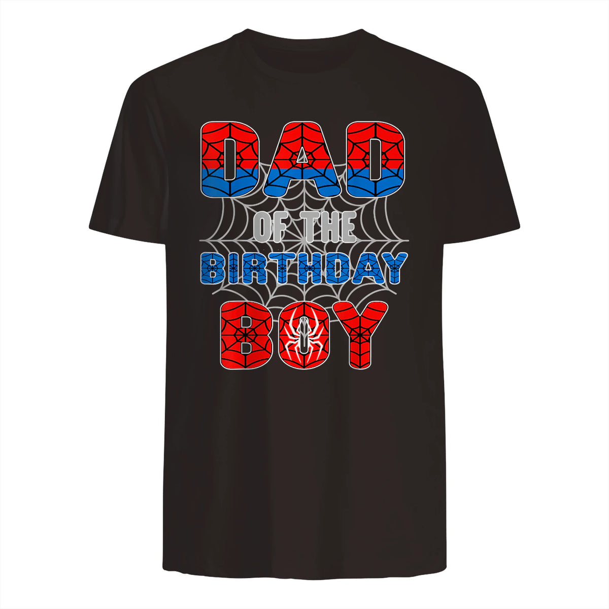 Birthday Boy Dad Spider Web T-Shirt in Dark Chocolate - back view