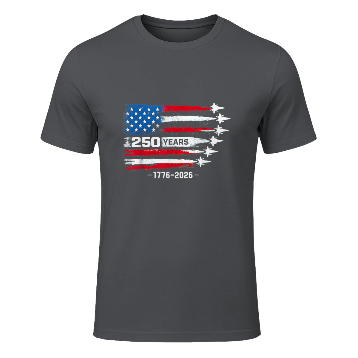 American Fourth of July Anniversary T-Shirt in Charcoal - front view