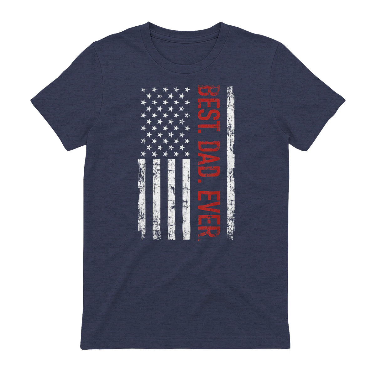 Best dad ever US american flag gift for father's day Short Sleeve in Heather Navy - back view