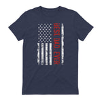 Best dad ever US american flag gift for father's day Short Sleeve in Heather Navy - back view