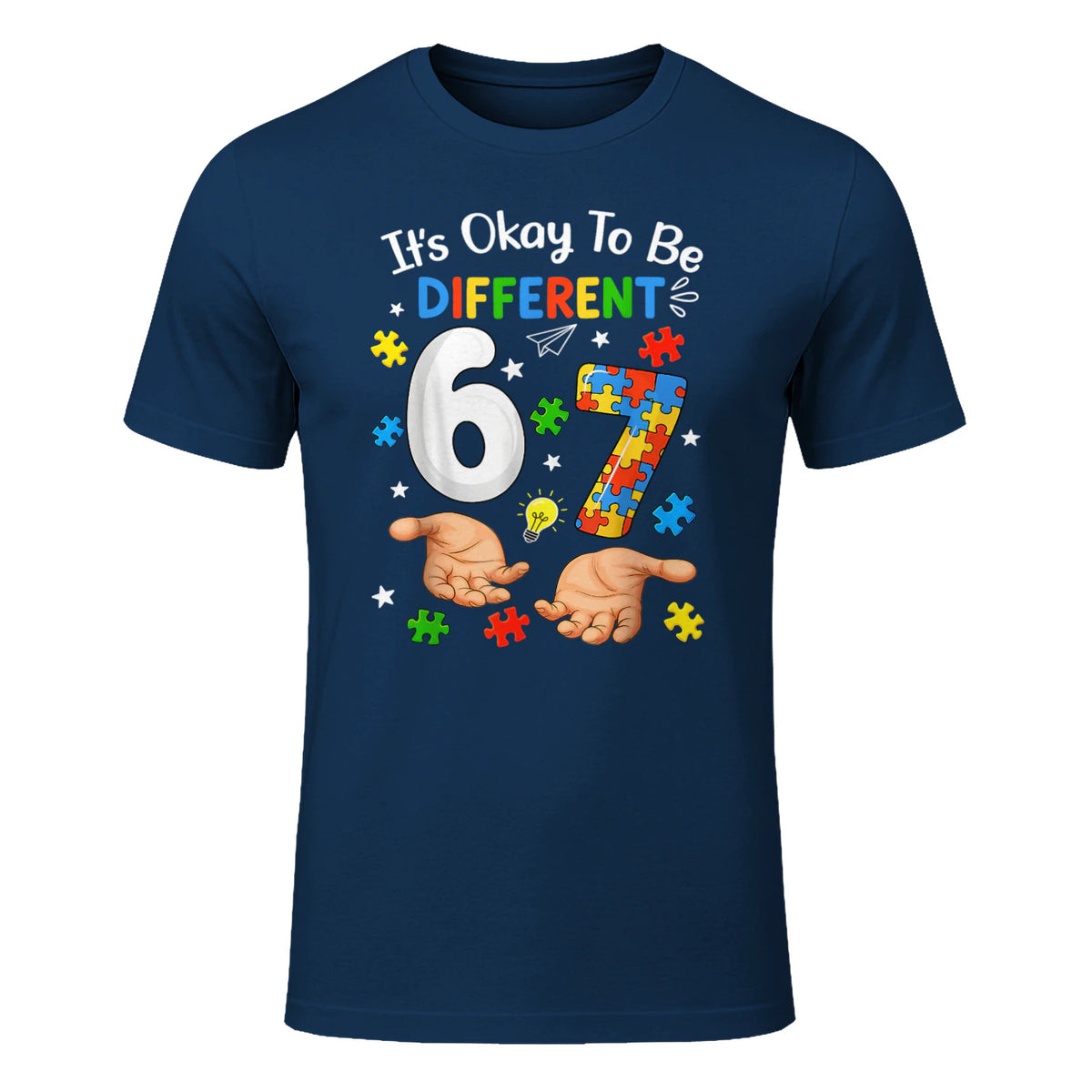 Six Seven Autism Awareness T-Shirt in Navy - front view