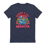 Daddy's Lil Squirter Joke T-Shirt in Heather Navy - back view