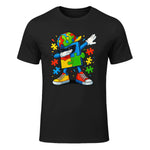 Dabbing Puzzle Autism Awareness in Black - front view