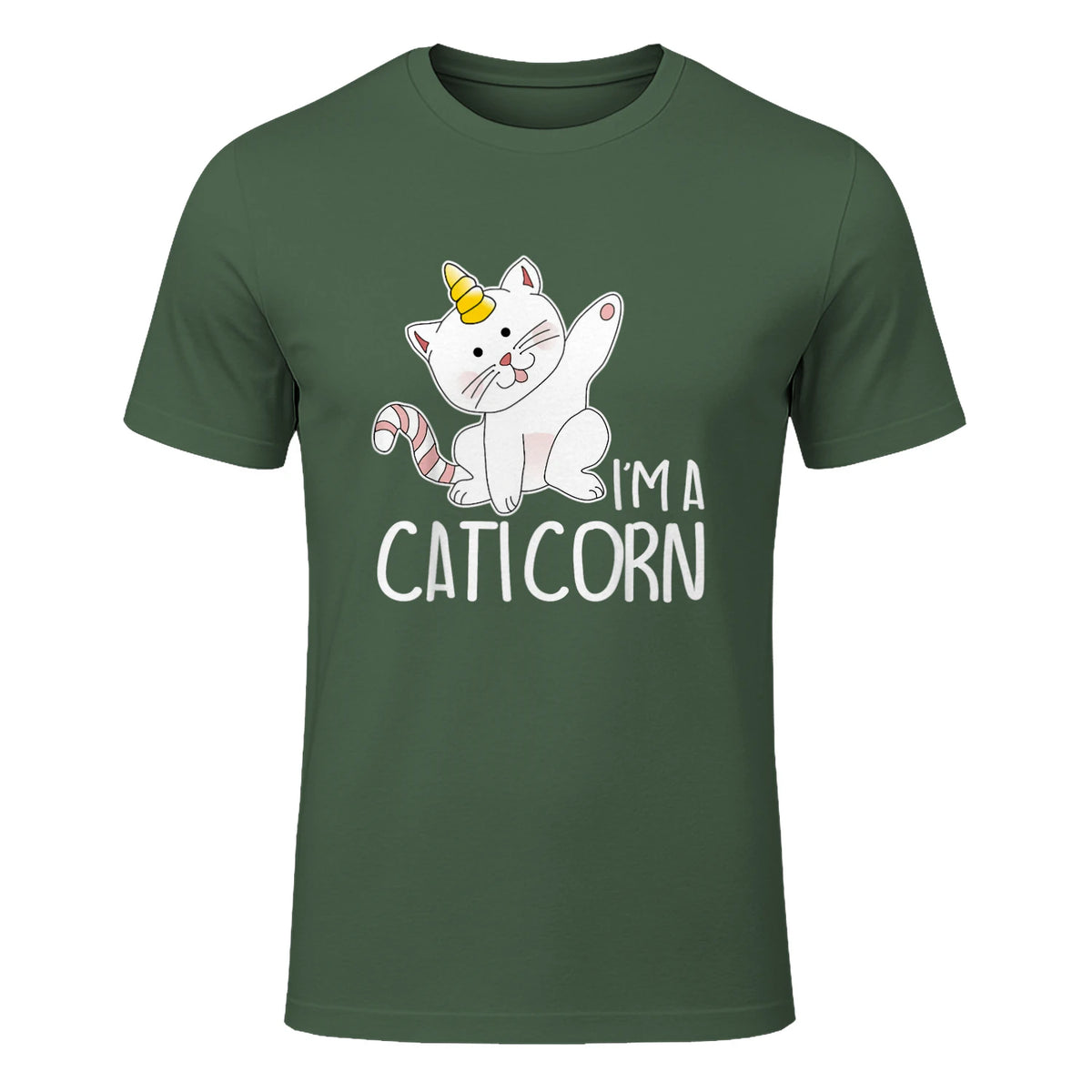 Chats Licorne I Chaton doux I Licorne I Chats in Military Green - front view