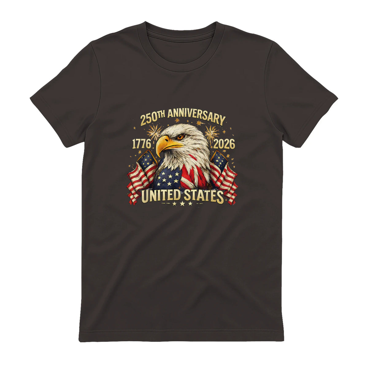 American Flag Anniversary T-Shirt in Dark Chocolate - back view