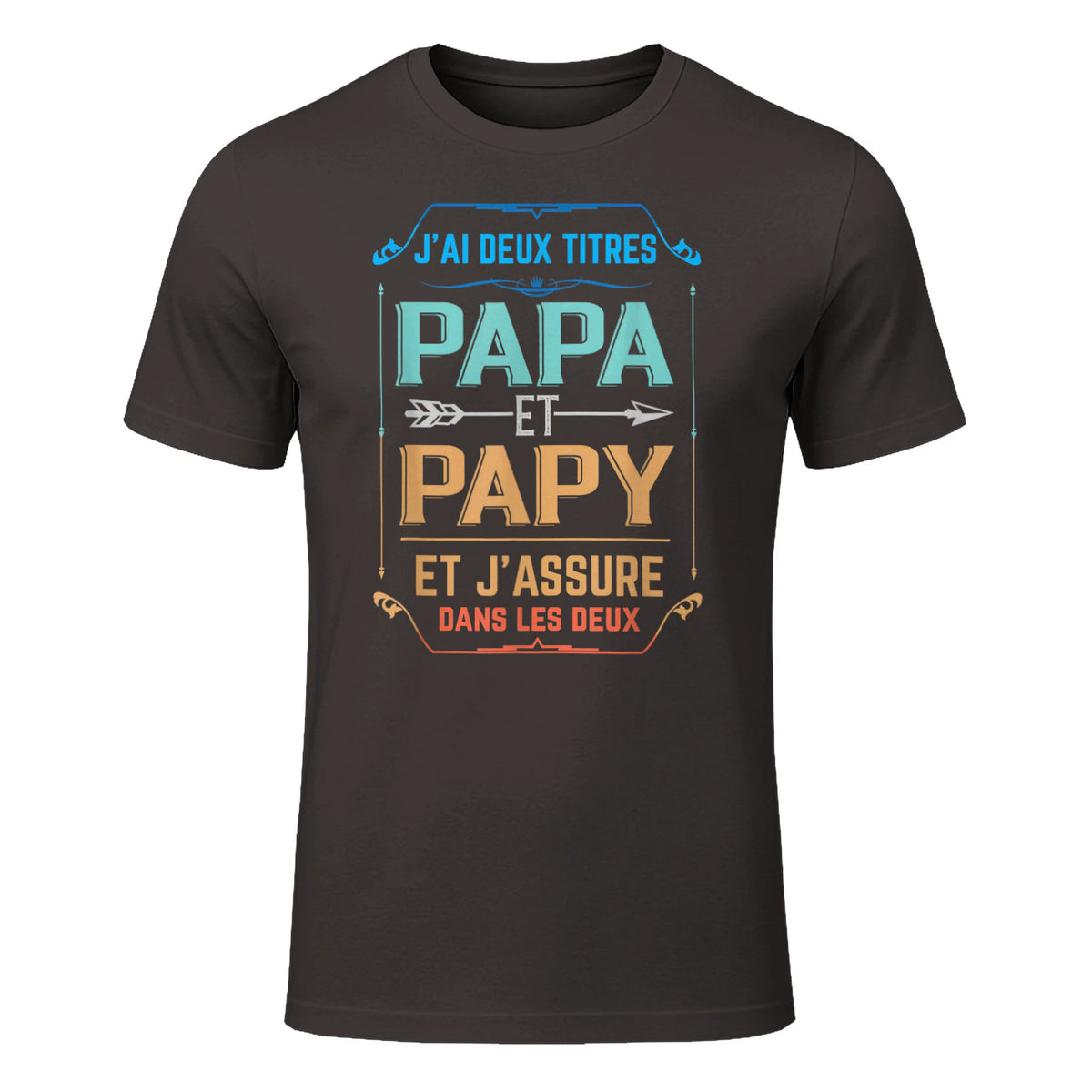 Deux Papa J'Ai et Papy Titres Grand Père in Dark Chocolate - front view