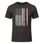 Proud Papa Flag Funny Father's Day from Grandchildren T-Shirt in Dark Chocolate - front view
