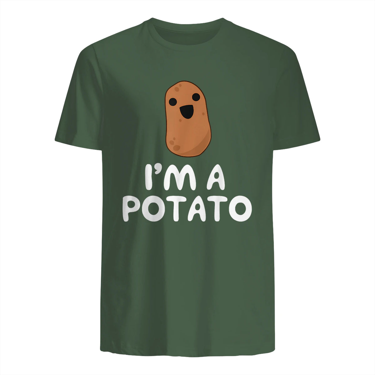 I'm A Potato - Funny Potato Shirt, Vegetable Food Gag Gift in Military Green - back view