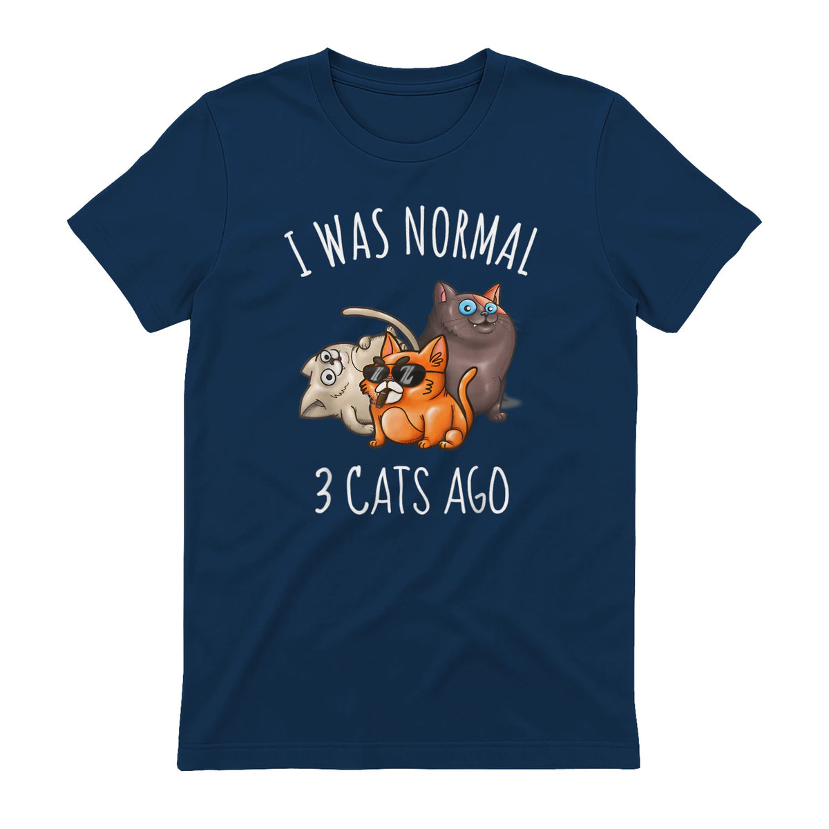 I Was Normal Three Cats Ago T-Shirt in Navy - back view