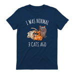 I Was Normal Three Cats Ago T-Shirt in Navy - back view