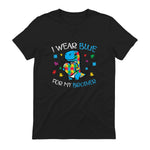 Kids Autism Dino I Weat Blue for My Brother Awareness Boys Kids in Black - back view