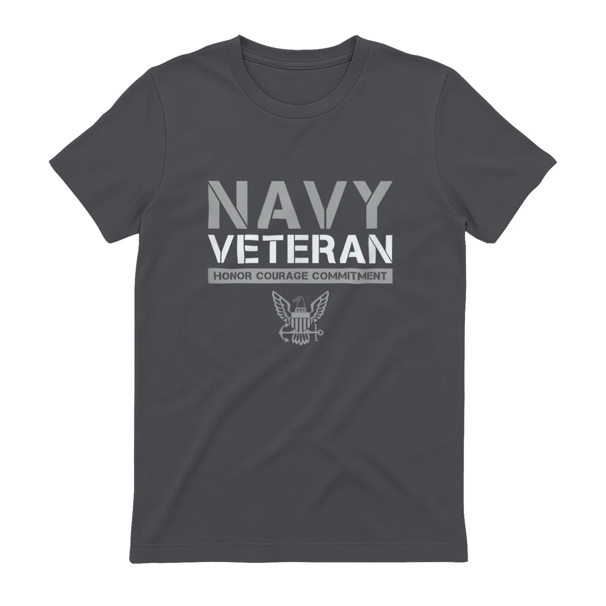 US Navy - Veteran Honor Courage Commitment T-Shirt in Charcoal - back view