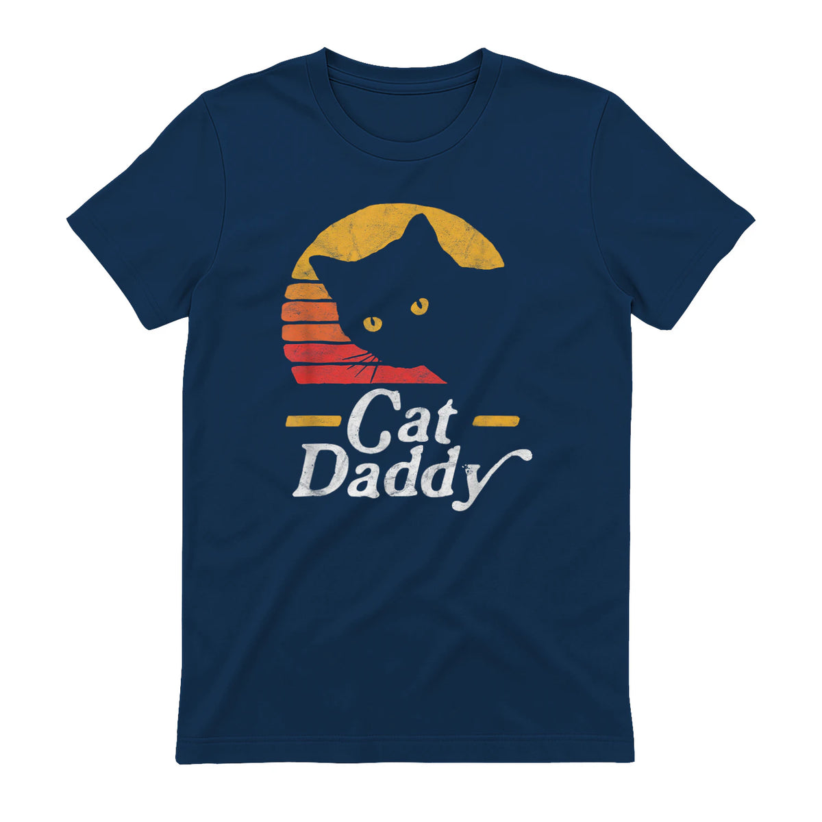Cat Daddy Vintage Eighties Style Cat Retro Distressed in Navy - back view