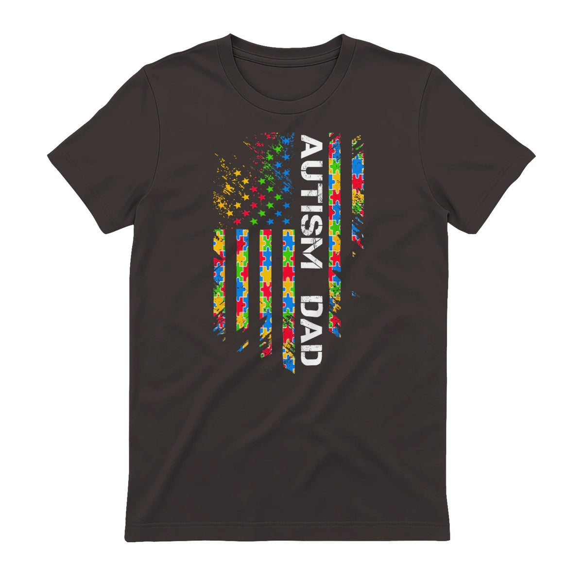 Autism Dad Awareness American Flag USA in Dark Chocolate - back view