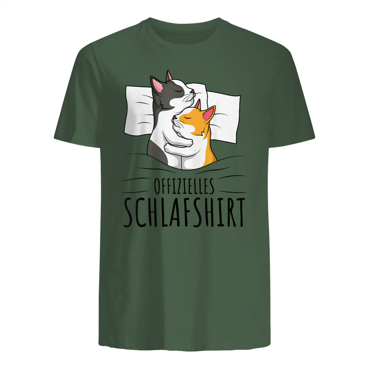 Offizielles Schlafshirt Katze Kater Katzen in Military Green - back view