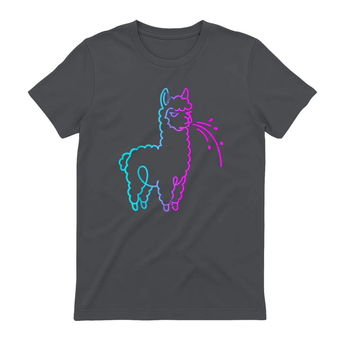 Fluff Around and Find Out Funny Fluffy Spitting Lama in Charcoal - back view