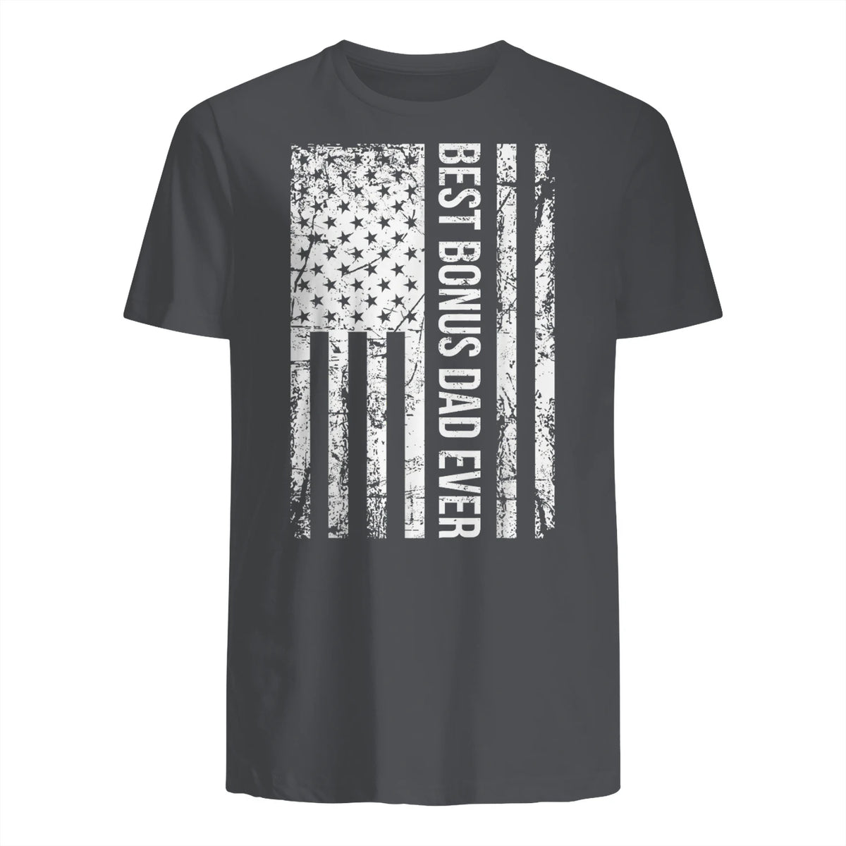 Step Dad Best Bonus Dad Ever For Stepdad American Flag in Charcoal - back view