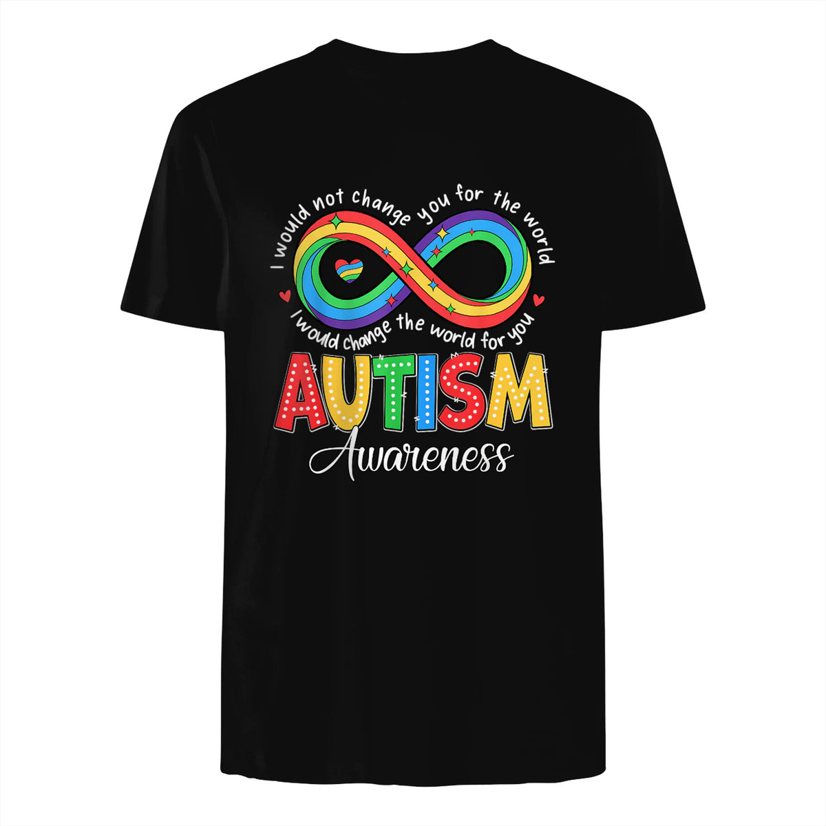 Autism Awareness Infinity Symbol Accept Understand Love in Black - back view