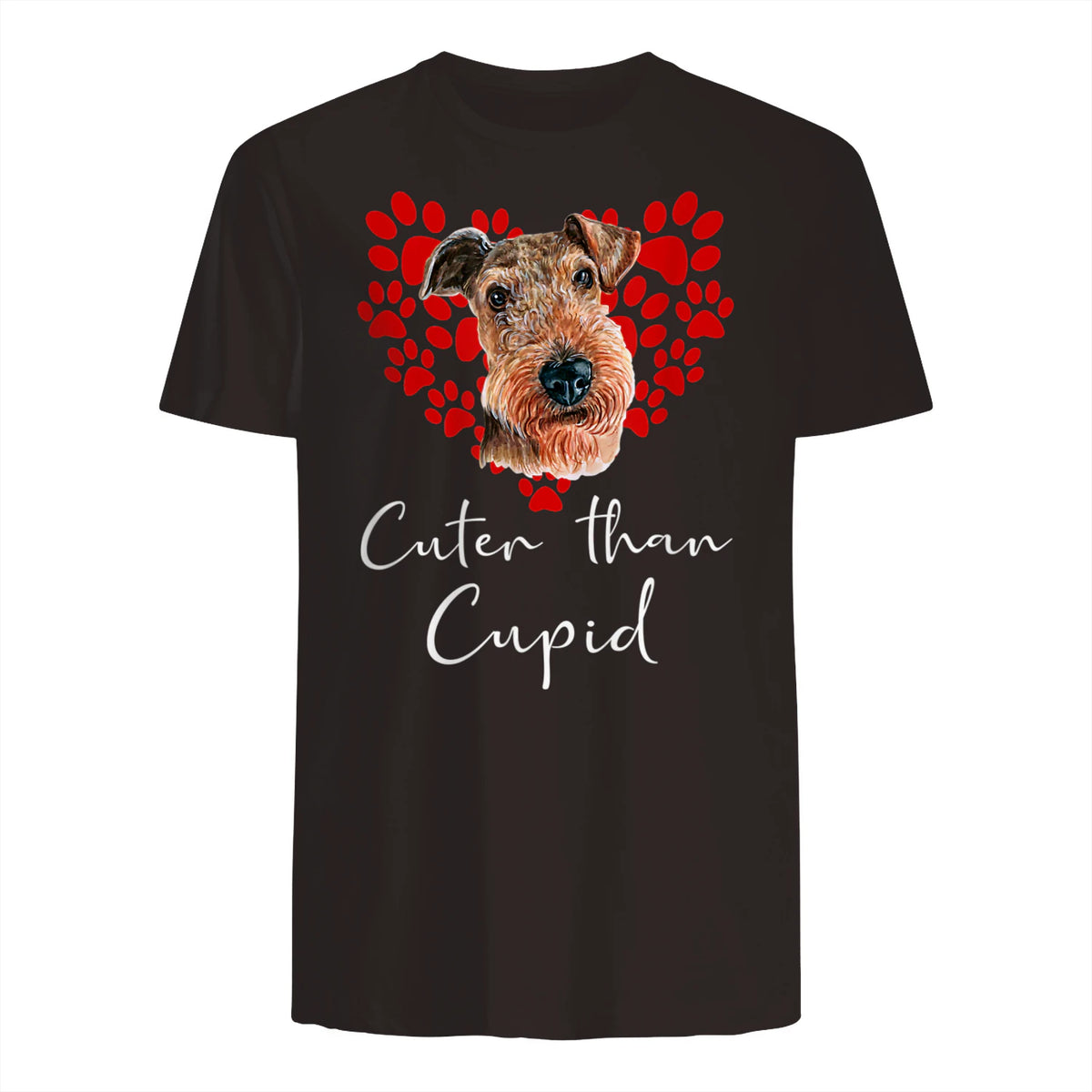 AIREDALE TERRIER Cuter Than Cupid Disant Saint Valentin in Dark Chocolate - back view