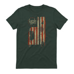 Lamb of God Pure American Metal Flag T-Shirt in Forest Green - back view