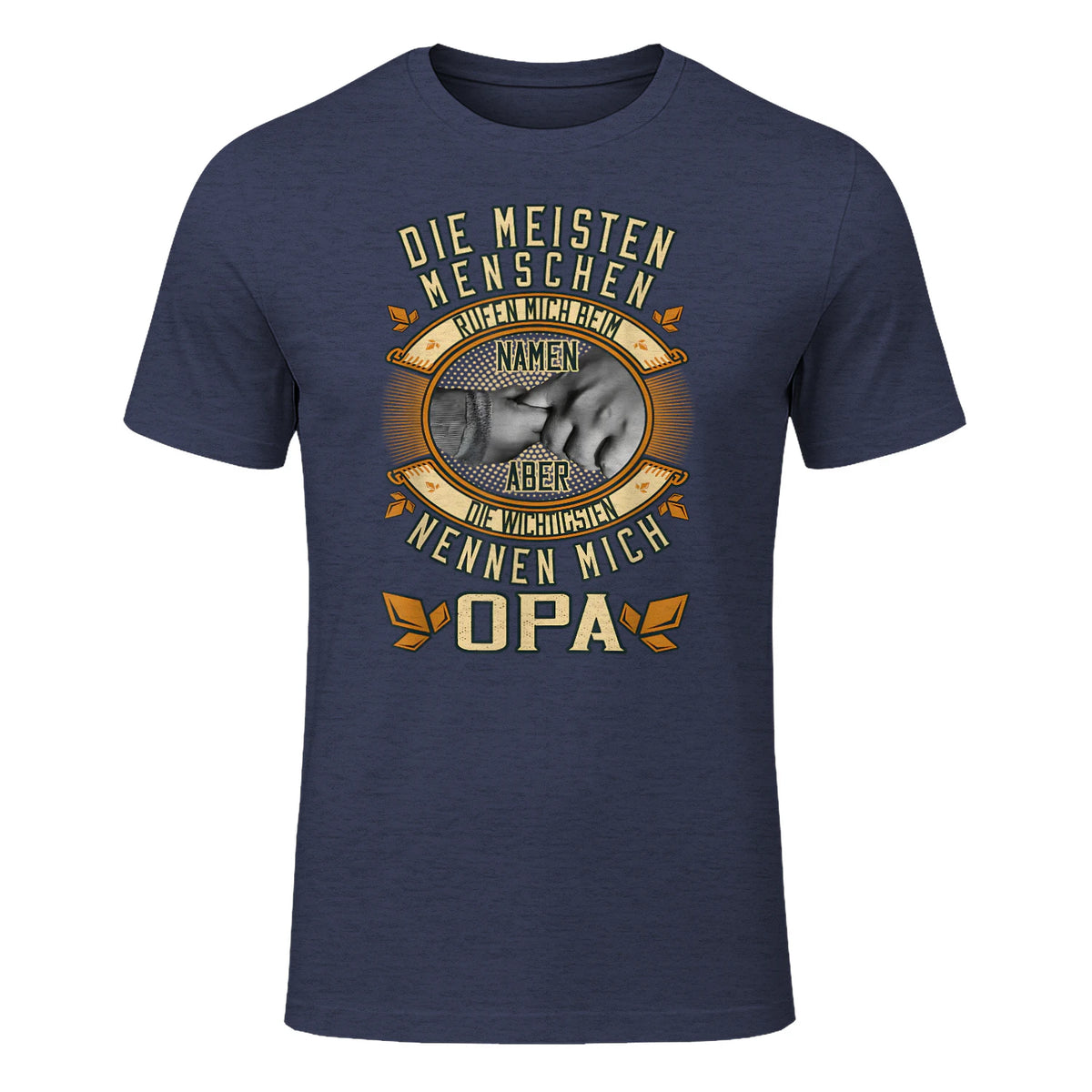 Opa Spruch Die Meisten Menschen Nennen Mich Beim Namen in Heather Navy - front view