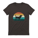 Basset Hound rétro Amant Vintage Sunset Dog & Puppy in Dark Chocolate - back view