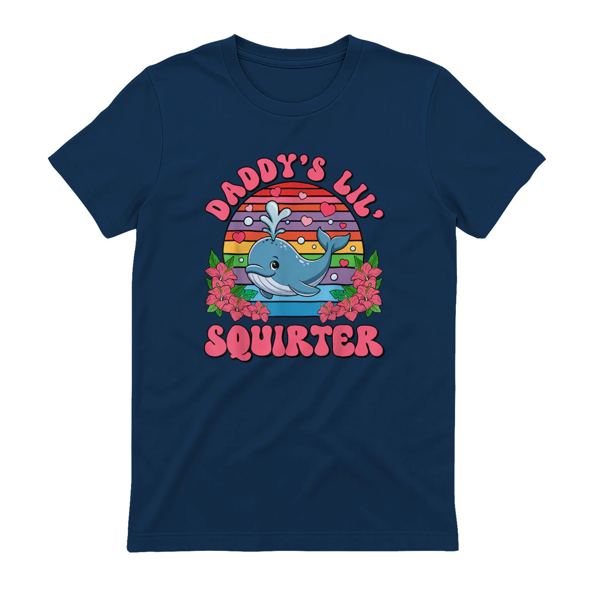 Daddy's Lil Squirter Joke T-Shirt in Navy - back view