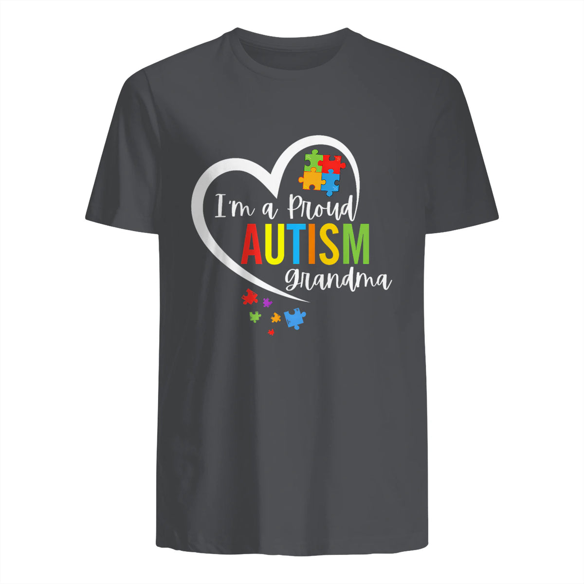I'm A Proud Grandma Love Heart Autism Awareness Puzzle in Charcoal - back view