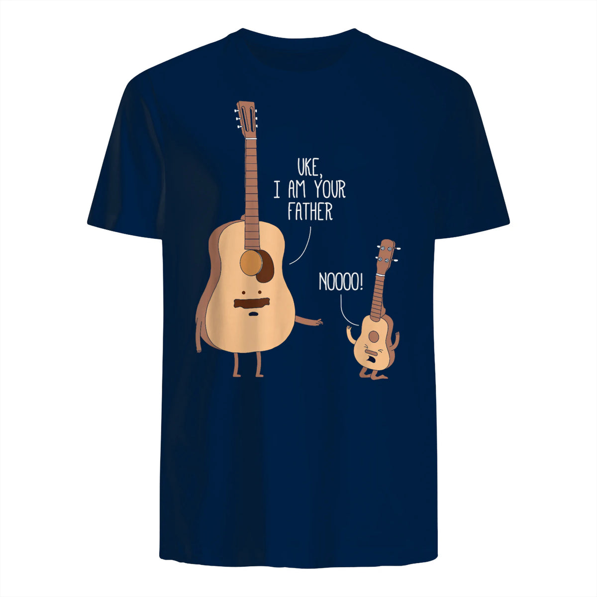 Uke I Am Your Father T Shirt Ukulele Guitar Music in Navy - back view