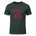 Philadelphia Street Map Liberty Bell Vintage Maroon Philly T-Shirt in Forest Green - front view