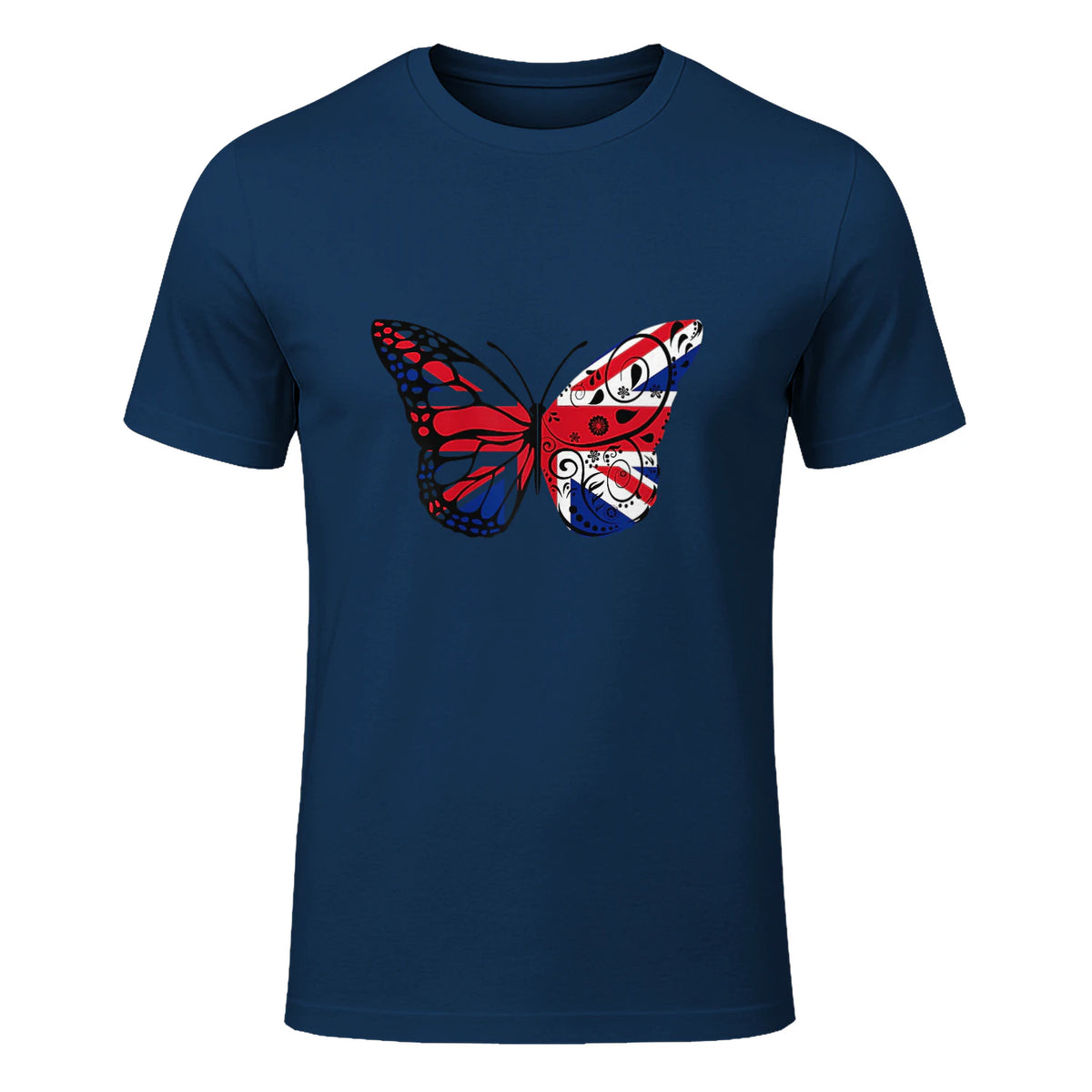 Union Jack Butterfly Butterflies Flag Wings British UK Flag in Navy - front view