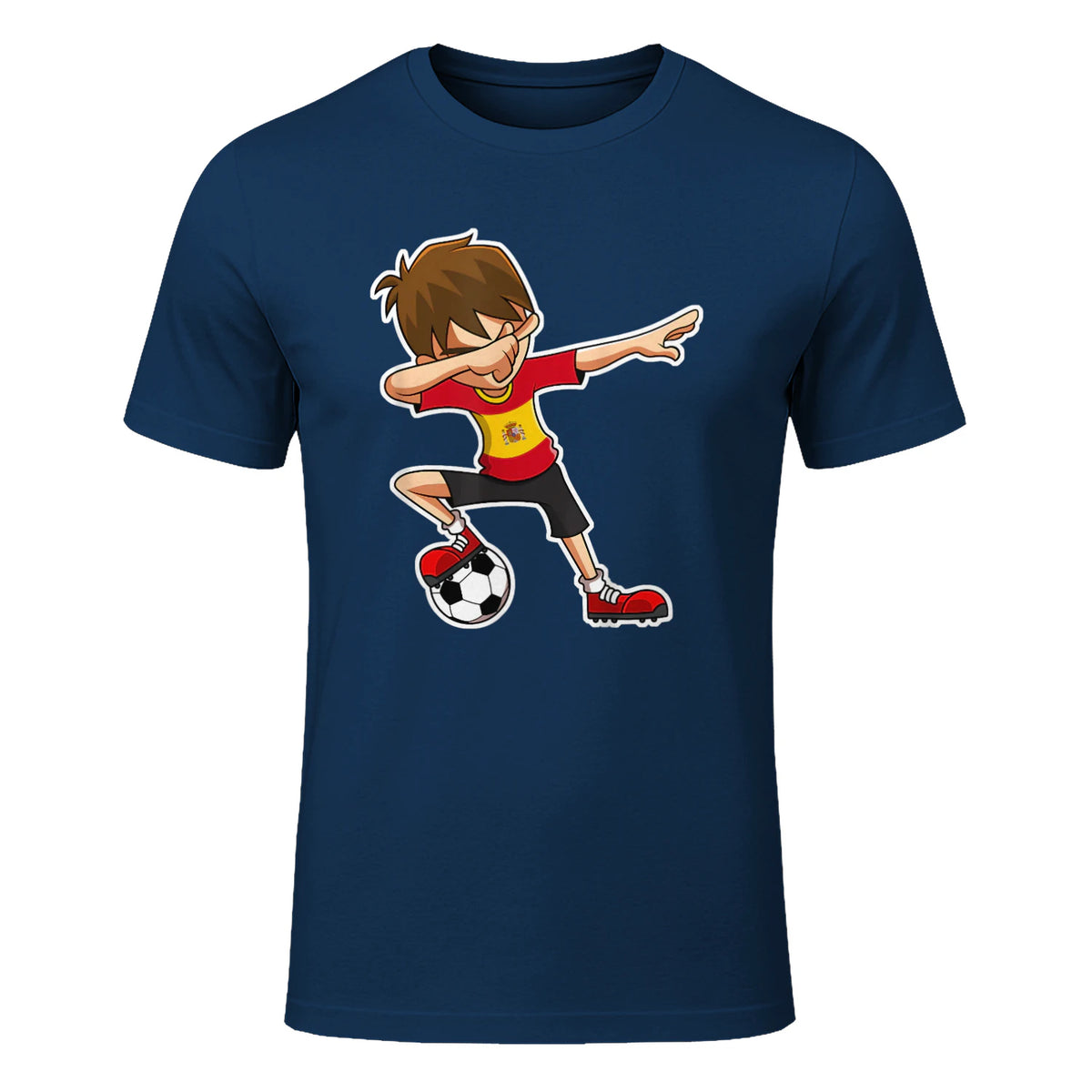Dabbing Football Garçon Espagne Jersey, Espagnol Enfants Dab in Navy - front view